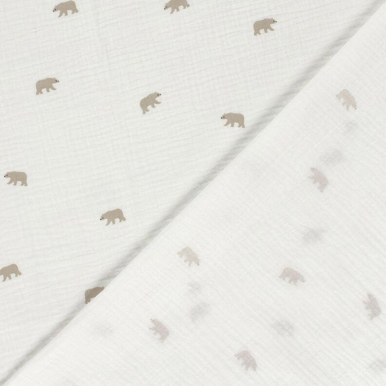 Tissu double gaze de coton ours blanc – blanc, image number 4