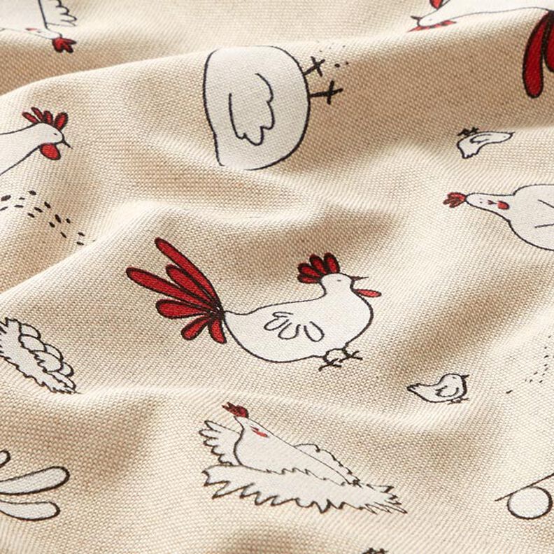 Tissu de décoration Semi-panama poules – nature,  image number 2