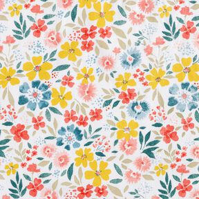 Coton enduit Jolies fleurs – blanc/rouge, 