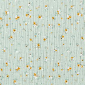 Tissu double gaze de coton fleurs romantiques – menthe clair, 