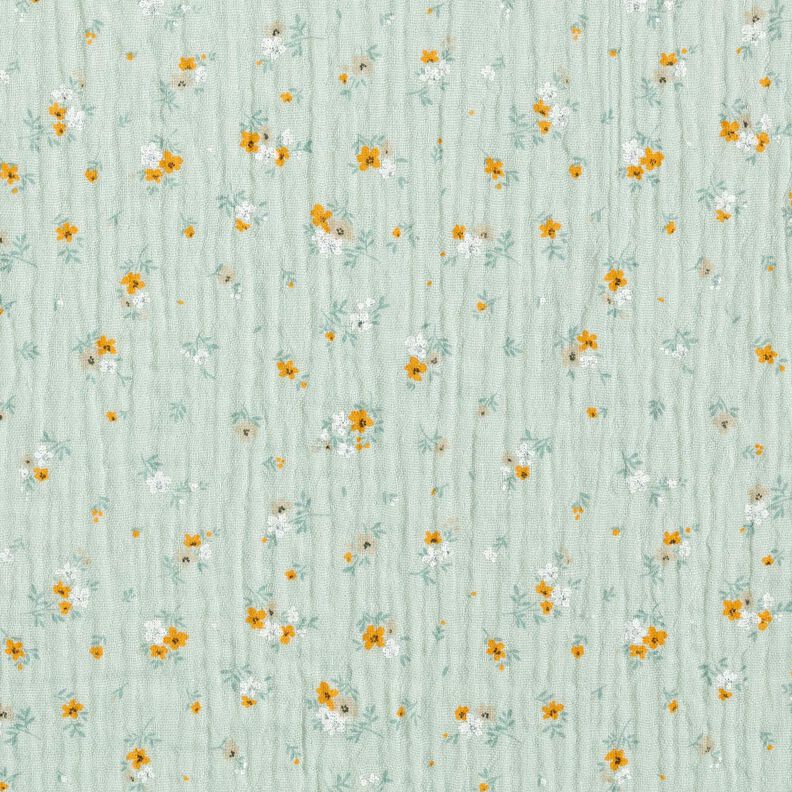 Tissu double gaze de coton fleurs romantiques – menthe clair,  image number 1