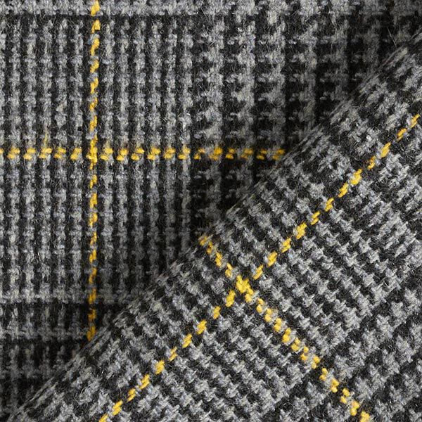 Drap de laine Prince de Galles – gris foncé/jaune,  image number 6