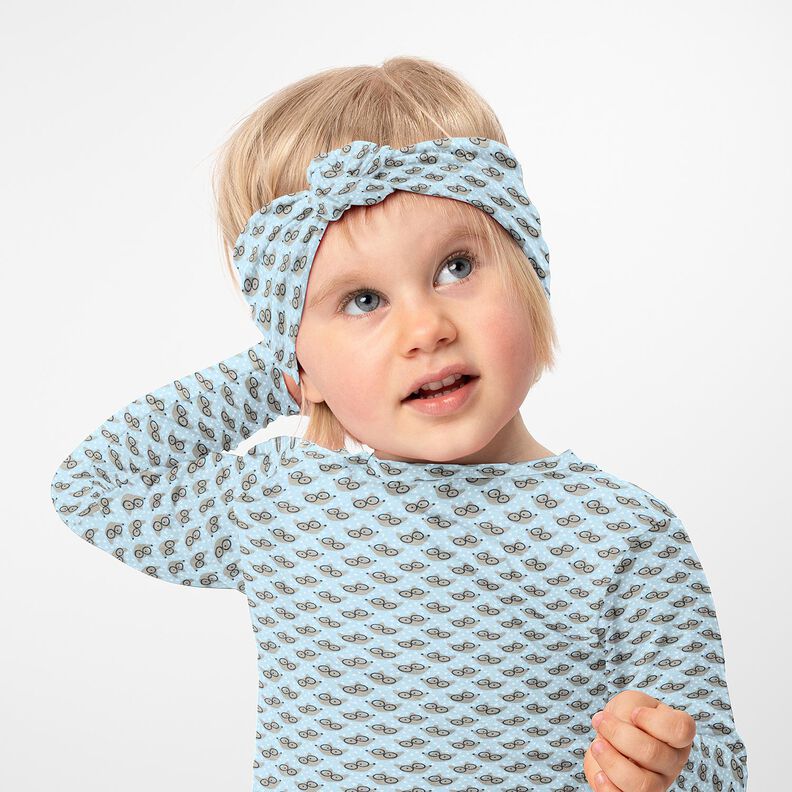 Jersey coton Renard à lunettes – bleu bébé,  image number 6