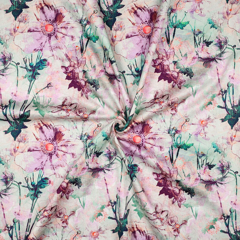 Satin de coton Japenese Anemone | Nerida Hansen – nature/lilas pastel,  image number 3