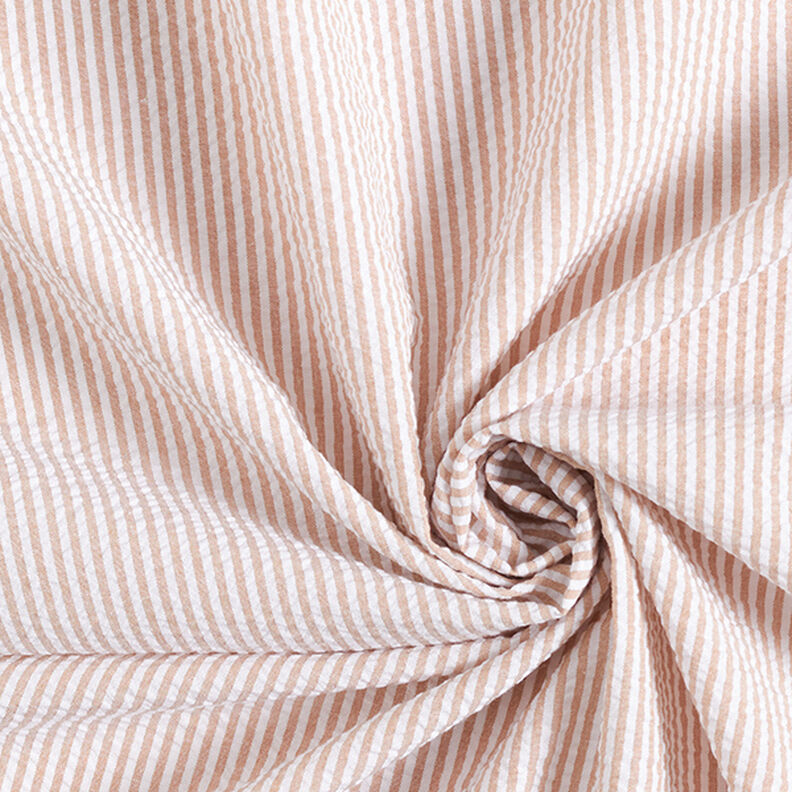 Seersucker Mélange coton à rayures – beige/écru,  image number 3