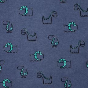 Flanelle coton Dinosaures effrontés | Poppy Fabrics – bleu jean/vert émeraude, 
