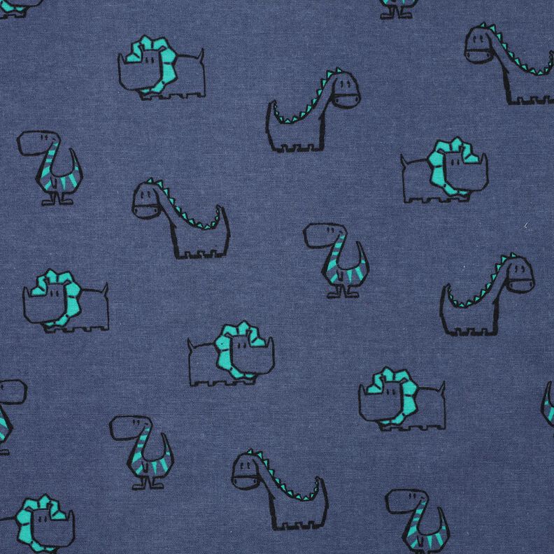 Flanelle coton Dinosaures effrontés | Poppy Fabrics – bleu jean/vert émeraude,  image number 1