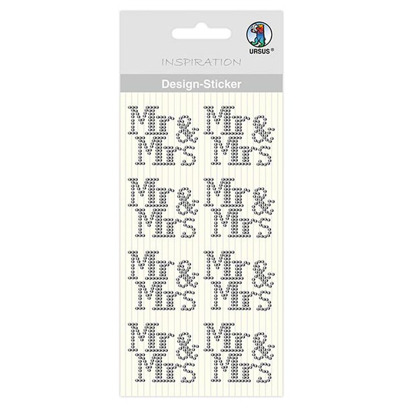 Autocollant design Mr & Mrs [ 8 Pièces ] – argent métallique,  image number 1