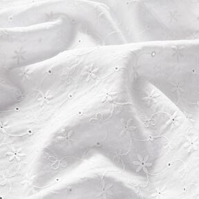 Batiste de coton Dentelle brodée Vrilles de fleurs – blanc, 