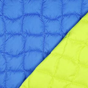 Tissu matelassé Carrés ondulants – bleu roi/vert fluo, 