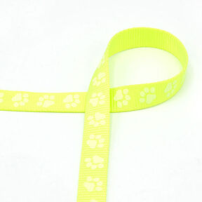 Ruban réfléchissant Laisse pour chien Patte [20 mm] – jaune fluo, 
