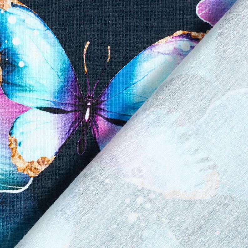 Jersey coton Papillons Ginkgo | Glitzerpüppi  – bleu nuit,  image number 4