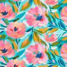 Tissu de décoration Sergé coton Fleurs peintes – rose/turquoise,  thumbnail number 1