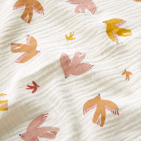 Tissu double gaze de coton Oiseaux – écru, 