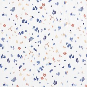 GOTS Jersey coton Impression numérique de pois à l’aquarelle – blanc/indigo, 