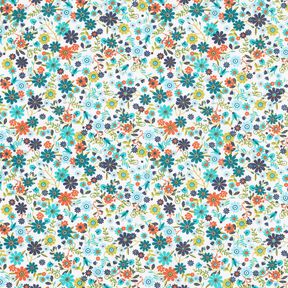 Tissu en coton Cretonne Petites fleurs dispersées – pétrole/blanc, 