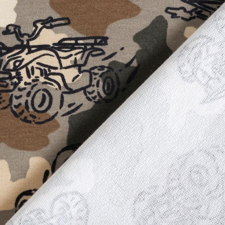 French Terry Sweat d’été Monster trucks camouflés  – taupe,  image number 4