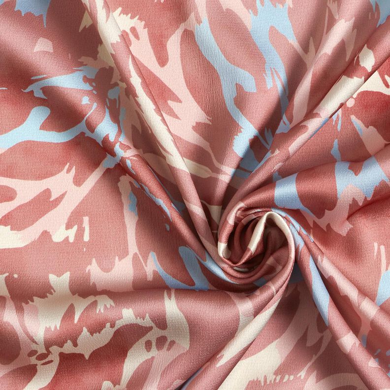 Crêpe satin pétales abstraits – vieux rose/crème,  image number 3