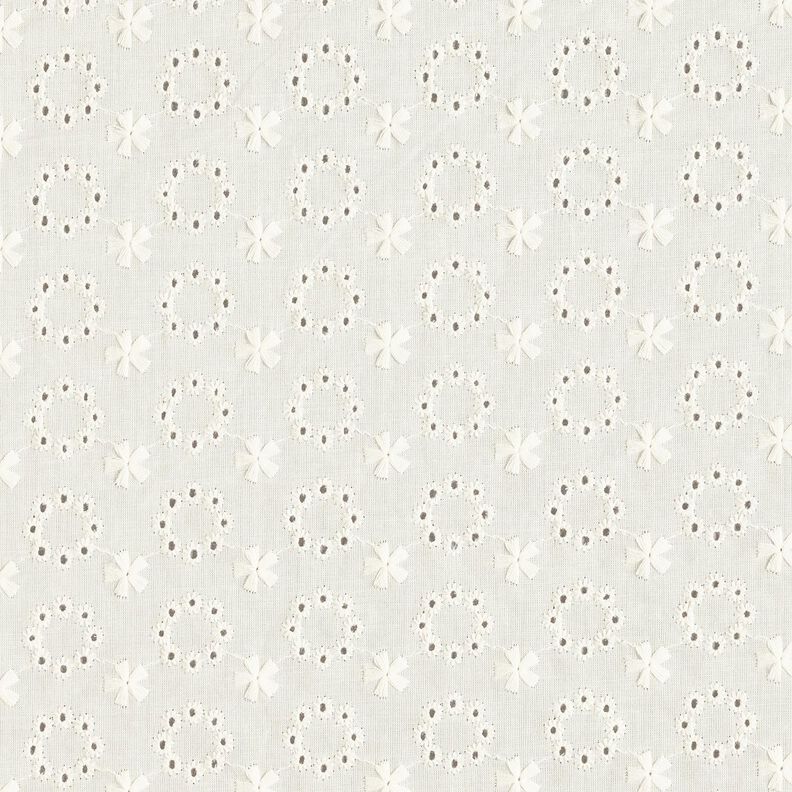 Batiste de coton Dentelle brodée Couronnes de fleurs – écru,  image number 1
