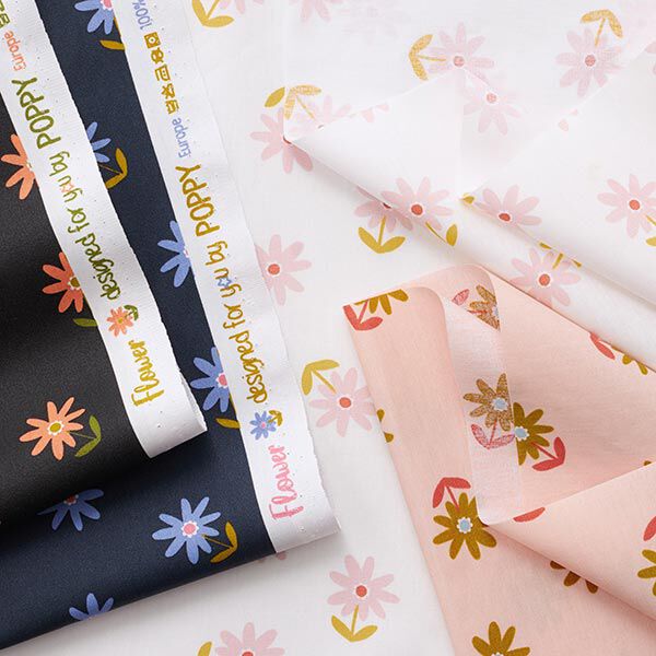 Coton enduit Petite fleur – blanc, image number 5