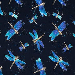 Jersey coton Libellules | Glitzerpüppi – bleu nuit/turquoise clair, 