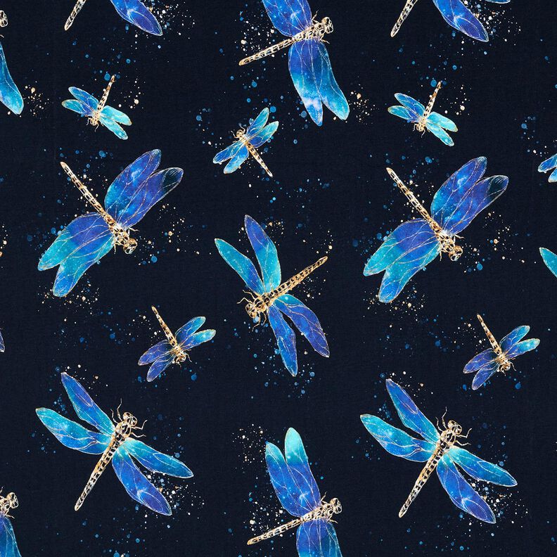 Jersey coton Libellules | Glitzerpüppi – bleu nuit/turquoise clair,  image number 1