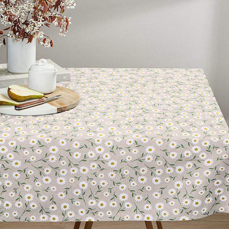 Tissu de décoration Semi-panama pâquerettes – nature/blanc,  image number 8