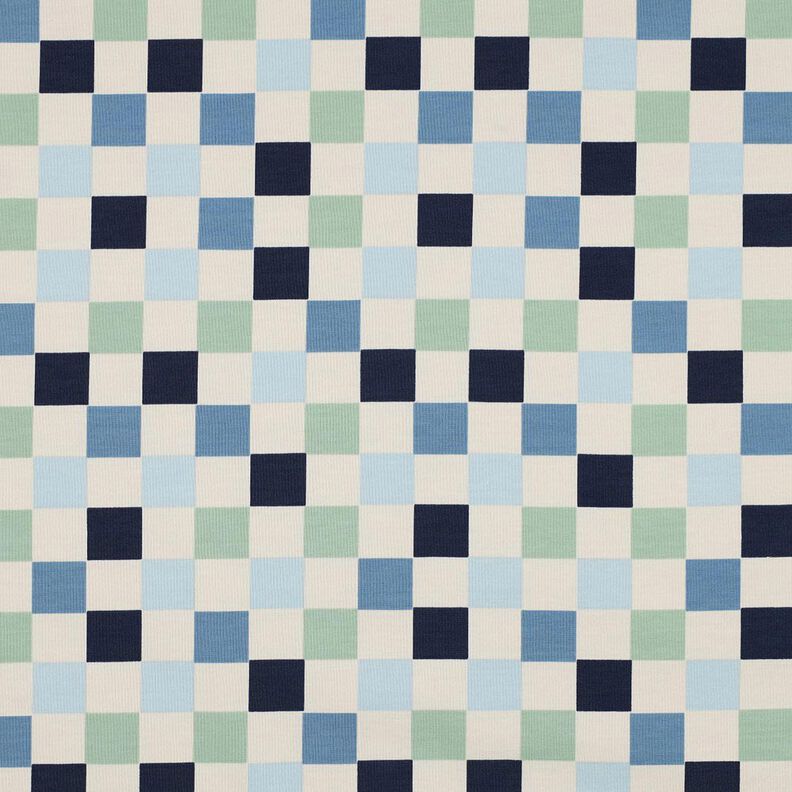 Jersey coton Carreau | Poppy Fabrics – nature/gris bleu,  image number 1