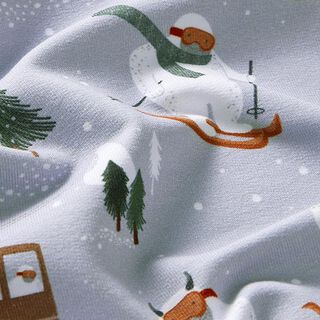 French Terry bio Yétis à ski Impression numérique – argent, 