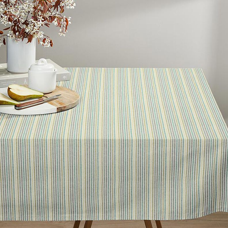 Tissu de décoration Semi-panama Rayures multicolores recyclé – vert clair,  image number 7