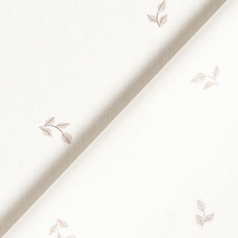 Popeline coton petites branches avec feuilles – blanc/gris brume,  image number 4