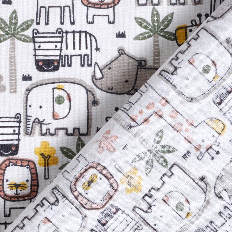 Tissu en coton Cretonne petits animaux sauvages – argent, image number 4