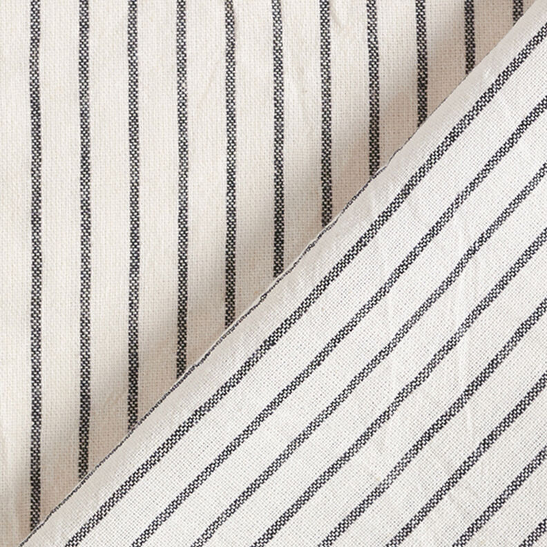 Tissu pour chemisier Coton mélangé larges rayures – écru/noir, image number 4