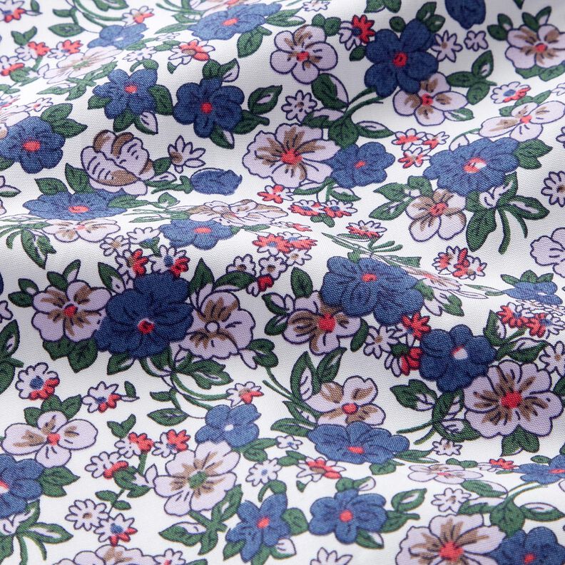 Tissu pour chemisier Petits bouquets de fleurs – blanc/lilas,  image number 2