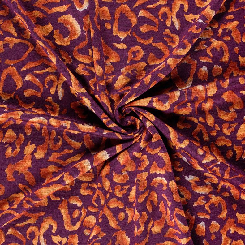 Jersey romanite Motif léopard – aubergine/terre cuite, image number 3