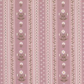 Tissu en coton Popeline guirlandes de fleurs – vieux rose/écru, 