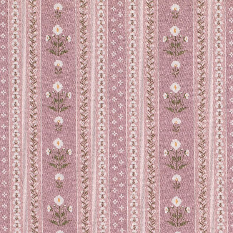 Tissu en coton Popeline guirlandes de fleurs – vieux rose/écru, image number 1