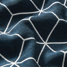 Tissu de décoration Jacquard cubes modernes – bleu nuit/ivoire, 
