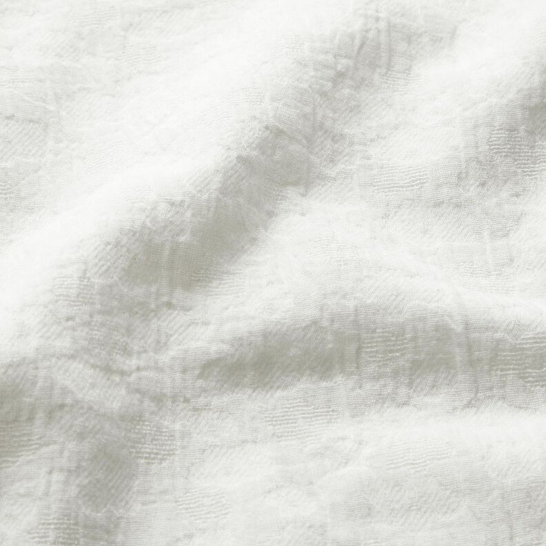 Tissu double gaze de coton Jacquard Fleurs – écru, image number 2
