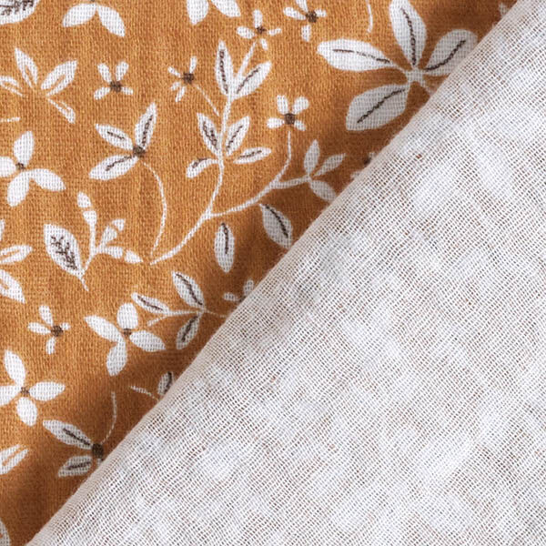 Tissu double gaze de coton Vrilles de fleurs – brun faon, image number 4