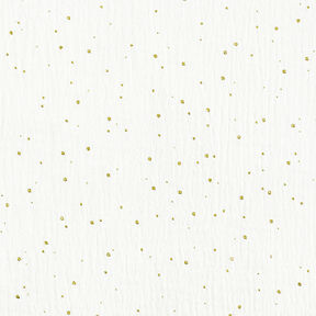 Tissu double gaze de coton taches dorées éparses – blanc/or, 
