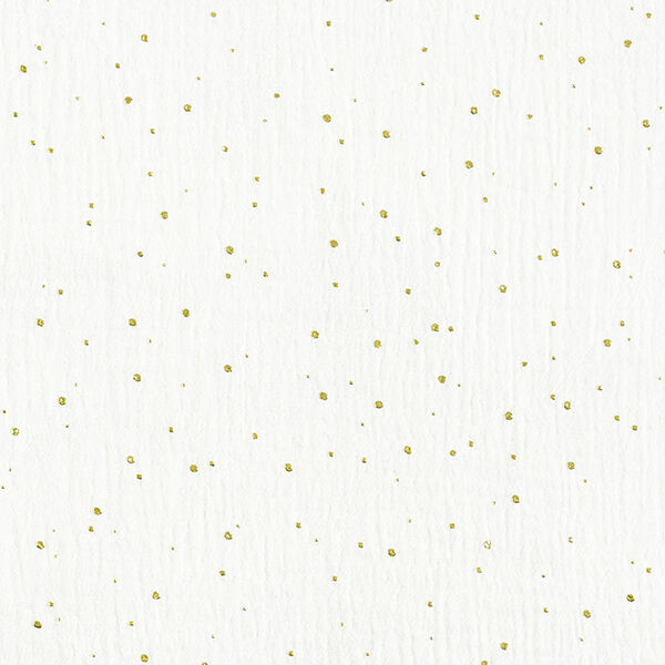 Tissu double gaze de coton taches dorées éparses – blanc/or,  image number 1