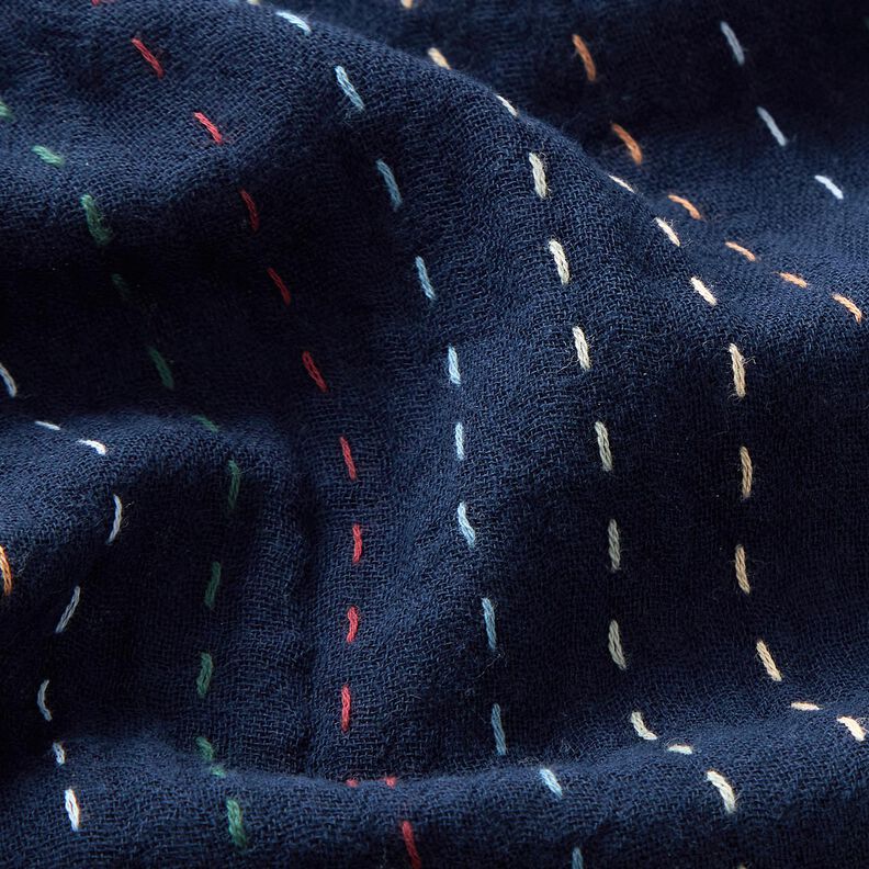 Tissu double gaze de coton Rayures colorées – bleu marine, image number 2