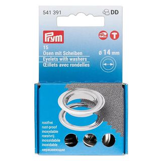 Œillets avec rondelles [15 unités | Ø 14 mm] | Prym – argent, 