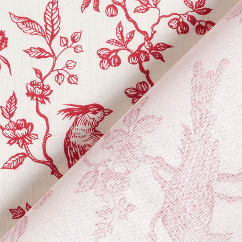 Tissu en coton Cretonne Oiseaux – rouge/écru,  image number 4