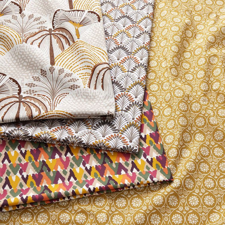 Tissu en coton Cretonne Éventail – taupe/ivoire,  image number 5