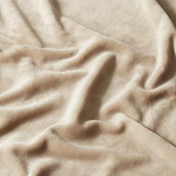 Velours stretch Tissu Nicki – beige clair,  image number 2