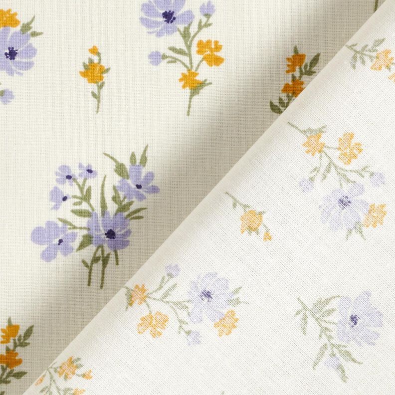 Tissu en coton Cretonne Petites fleurs – crème/mauve,  image number 4