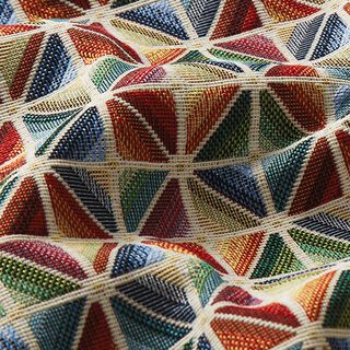 Tissu de décoration Gobelin Losanges colorés – beige clair/carmin, 