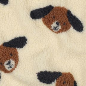 Tissu teddy Têtes de chiens | Poppy Fabrics – beige clair/marron noir, 